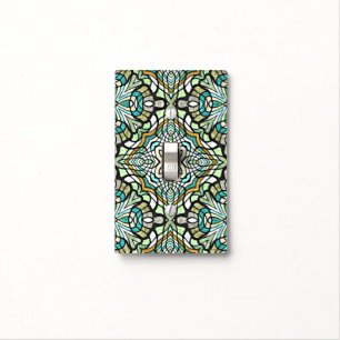 Mint Green Turquoise Hip Bohemian Bali Art Motif Light Switch Cover