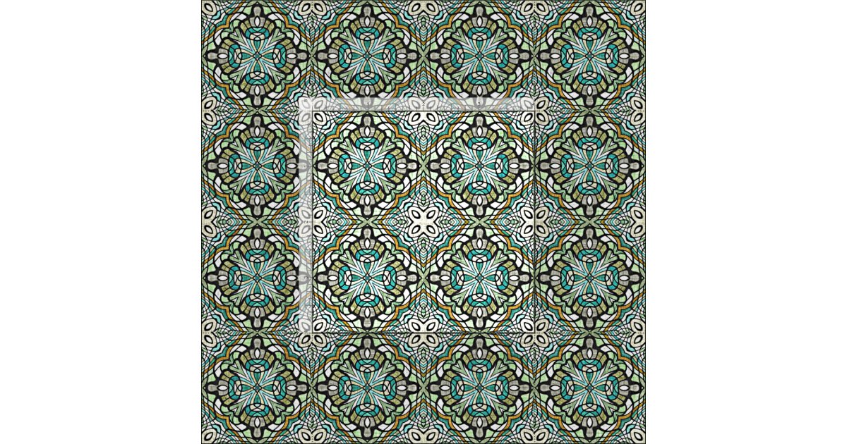 Mint Green Turquoise Retro Nouveau Deco Pattern Fabric | Zazzle.com