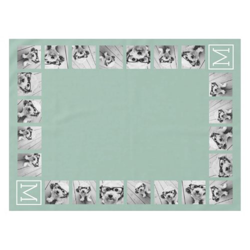 Mint Green Unique Photo Collage Custom Monogram