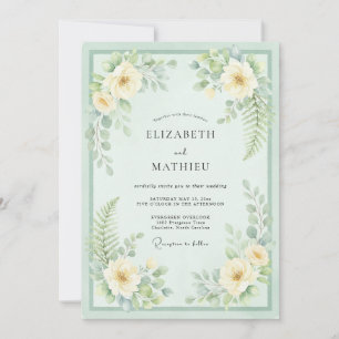 Mint Green Verdant Bloom Wedding Invitation