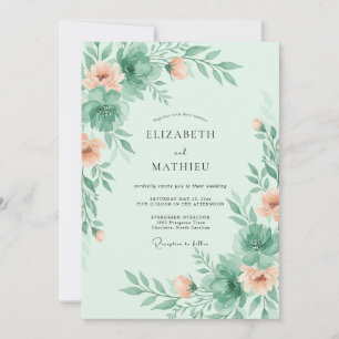 Mint Green Verdant Spring Wedding Invitation