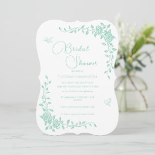 Mint Green Vintage Floral Bridal Shower Invitation