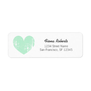 Mint green vintage heart Return Address Labels