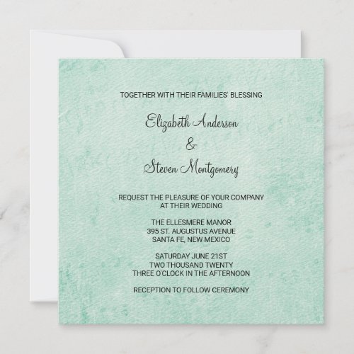 Mint Green Vintage paper texture Wedding Invitation