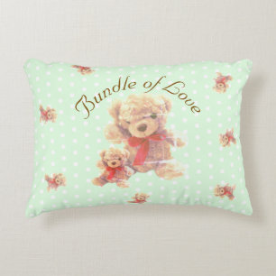 Mint Green Vintage Teddy Bear Nursery Accent Pillow