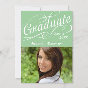 Mint Green W/Swirly Script Celebrate Invitation