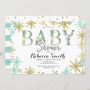 Mint Green Watercolor Baby Shower Invitation