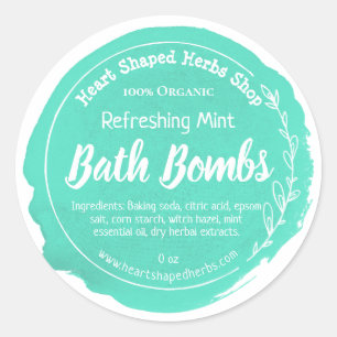 Mint Green Watercolor Bath Bomb Classic Round Sticker