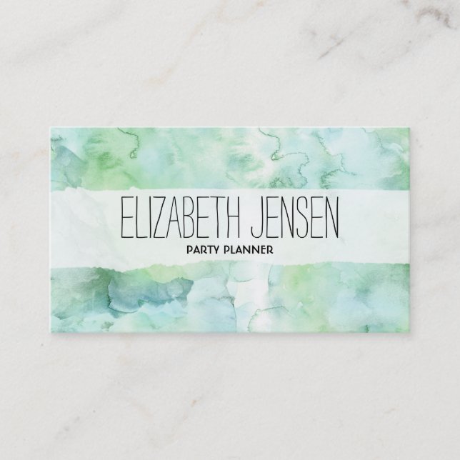 Mint Green Watercolor Businesscard Business Card (Front)