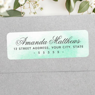 Mint green watercolor calligraphy script address label