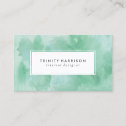 Mint Green Watercolor | Chic Modern Business Card