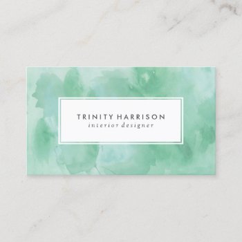 Mint Green Watercolor | Chic Modern Business Card by dulceevents at Zazzle