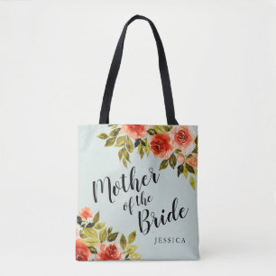 Mint Green Watercolor Floral Mother of the Bride Tote Bag