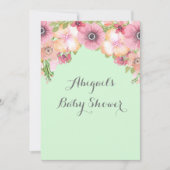 Mint Green Watercolor Flowers Baby Shower Invitation (Front)