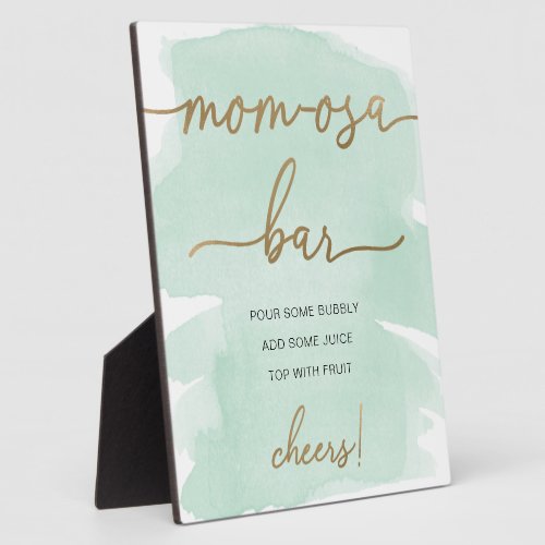 Mint Green Watercolor Gold Mom_osa Bar Sign Plaque