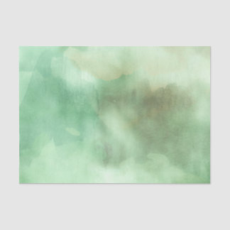 Mint Green Watercolor Hand Painted Tissue Paper