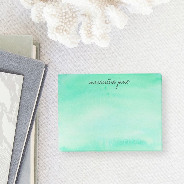 Mint Green Watercolor Personalized Post-it Notes (Creator Uploaded)