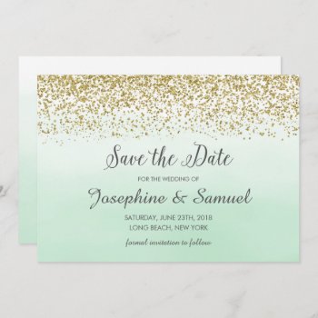 Mint Green Watercolor Save The Date Invitation by melanileestyle at Zazzle