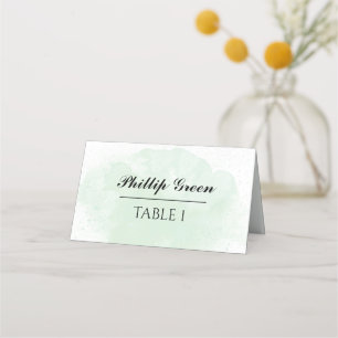 Mint Green Watercolor Splash Wedding Place Card