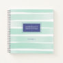 Mint Green Watercolor Stripe Custom Gratitude Notebook