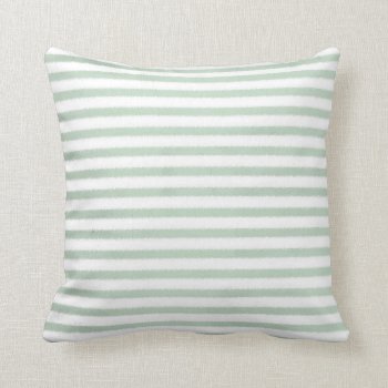 Mint Green Watercolor Stripes Throw Pillow by peacefuldreams at Zazzle