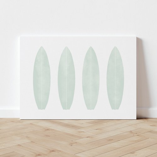 Mint Green Watercolor Surfboards Canvas Print