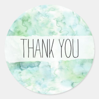 Mint Green Watercolor Thank You Sticker