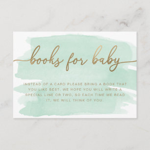 Mint Green Watercolour Books Request Insert Card
