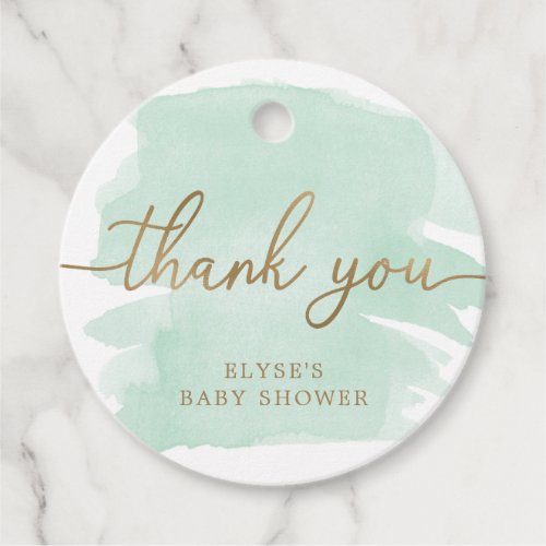 Mint Green Watercolour Thank You Favor Tag