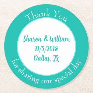 Mint Green Wedding Favor Round Paper Coaster