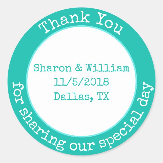 Mint Green Wedding Favor Stickers (Front)