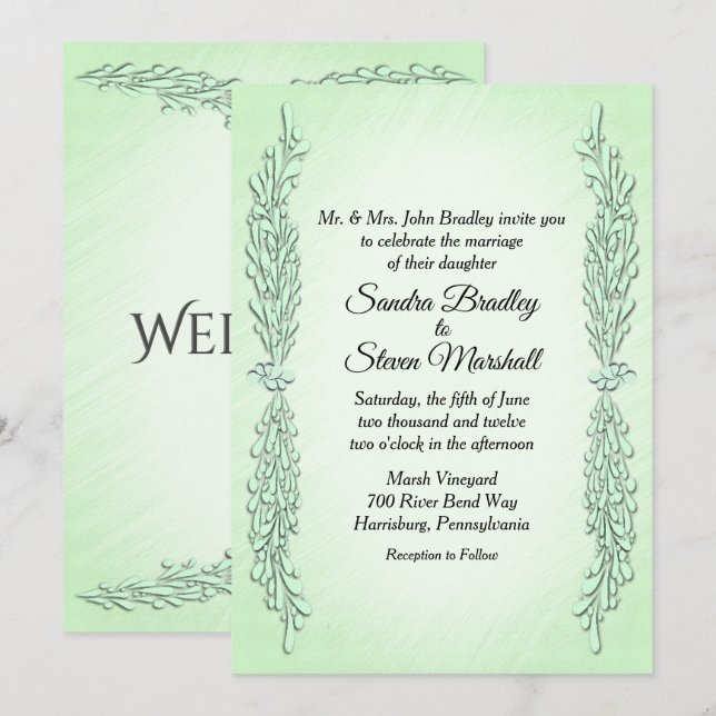 Mint Green Wedding Invitation (Front/Back)