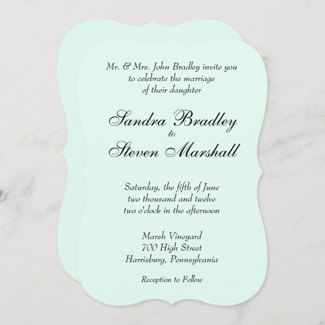 Mint Green Wedding Invitation (Front/Back)