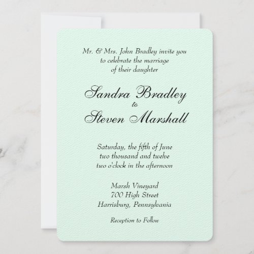 Mint Green Wedding Invitation