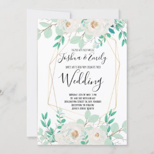 Mint Green Wedding Invitation Floral invites