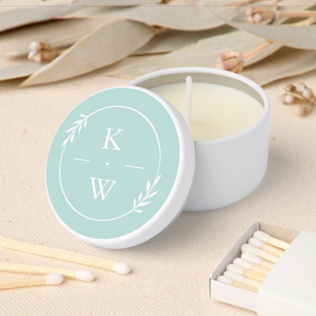 Mint Green Wedding Monogram Mini Candle Favors (Insitu)