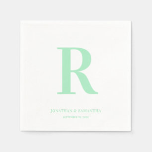 Mint Green Wedding Monogram Modern Napkins