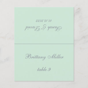 Mint Green Wedding Place Card - Printed Guest Name