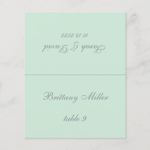 Mint Green Wedding Place Card _ Printed Guest Name