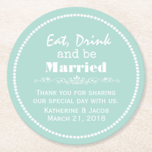 Mint Green Wedding Thank You Favor Paper Coaster