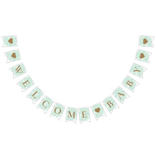 Mint Green Welcome Baby Bunting Flags