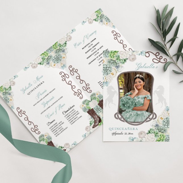 Mint Green Western Charro Quinceañera Program (Creator Uploaded)