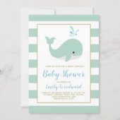 Mint Green Whale Drive-By Baby Shower Invitation (Front)