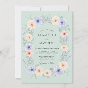 Mint Green Whimsical Botanical Wedding Invitation