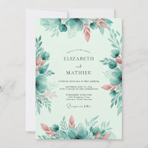 Mint Green Whimsical Spring Wedding Invitation