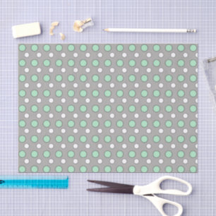 Mint green white and gray with polka dots tissue paper