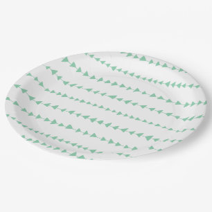 Mint Green White Aztec Arrows Pattern Paper Plates