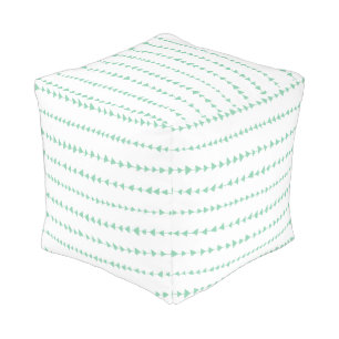 Mint Green White Aztec Arrows Pattern Pouf