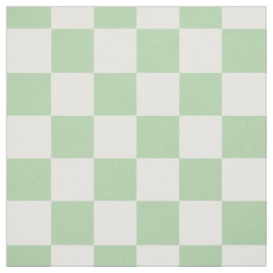 Mint Green White Checkered Checkerboard Gingham  Fabric
