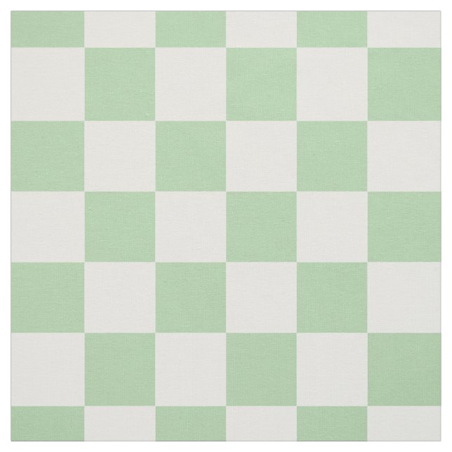 Mint Green White Checkered Checkerboard Gingham  Fabric (Swatch)